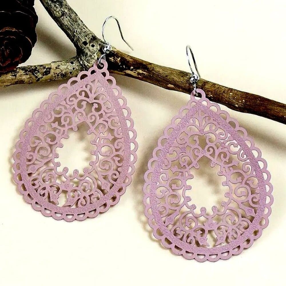 Ophelia Filigree Teardrop Water Drop Dangle Earrings Dusty Pink Gift Packaged - Thumbnail 3
