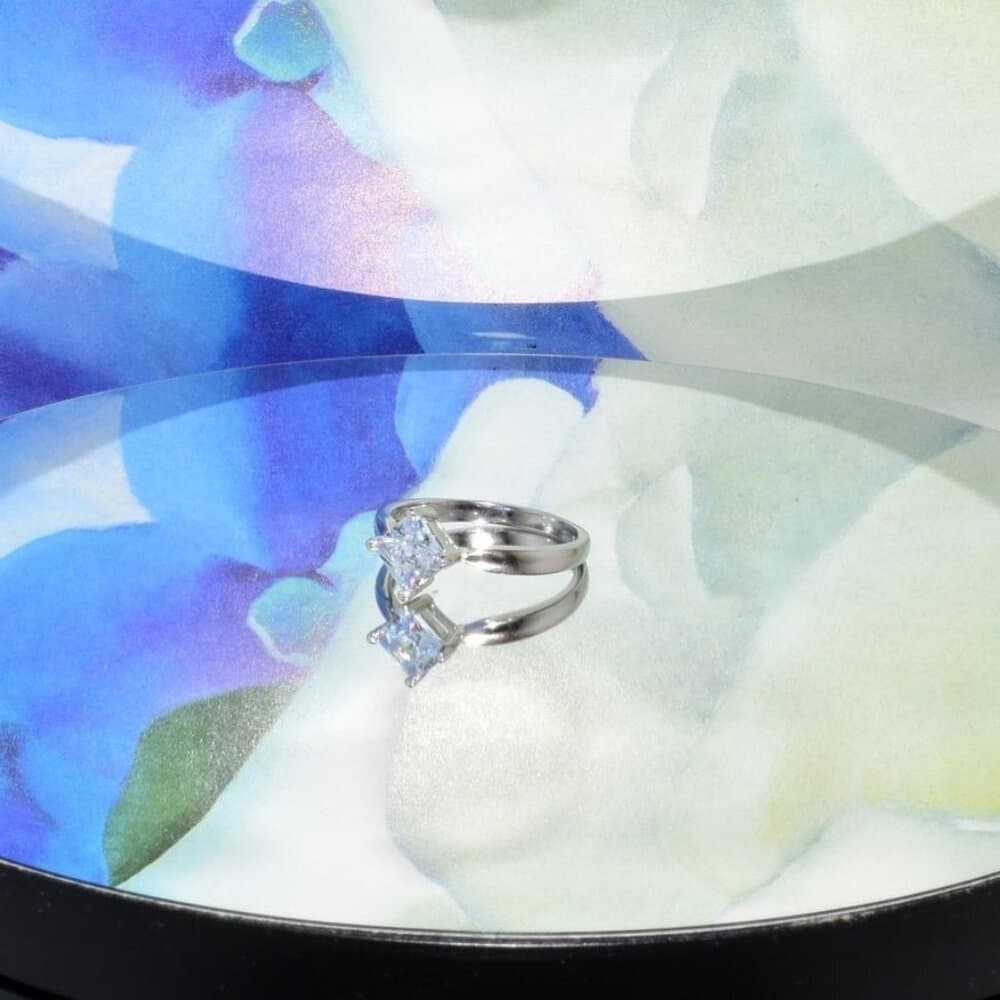 Reina Princess Cut Rhombus Solitaire 925 Sterling Silver Ring Size 8 Gift Boxed - Thumbnail 3