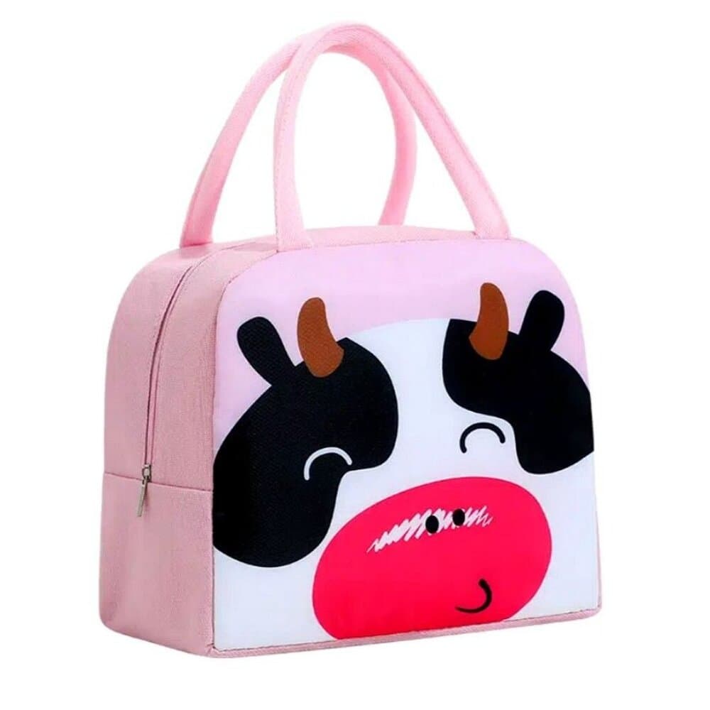 Morgan Sweet White Black Pink Cow Animal Face Insulated Lunch Bag Gift Packaged - Thumbnail 11