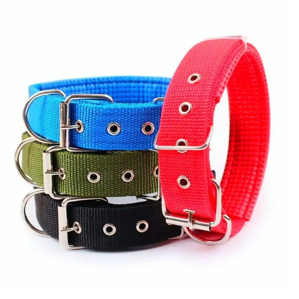 Nikalos XL Blue Standard Nylon Comfort Strip D Ring Metal Buckle Dog Collar - Thumbnail 3