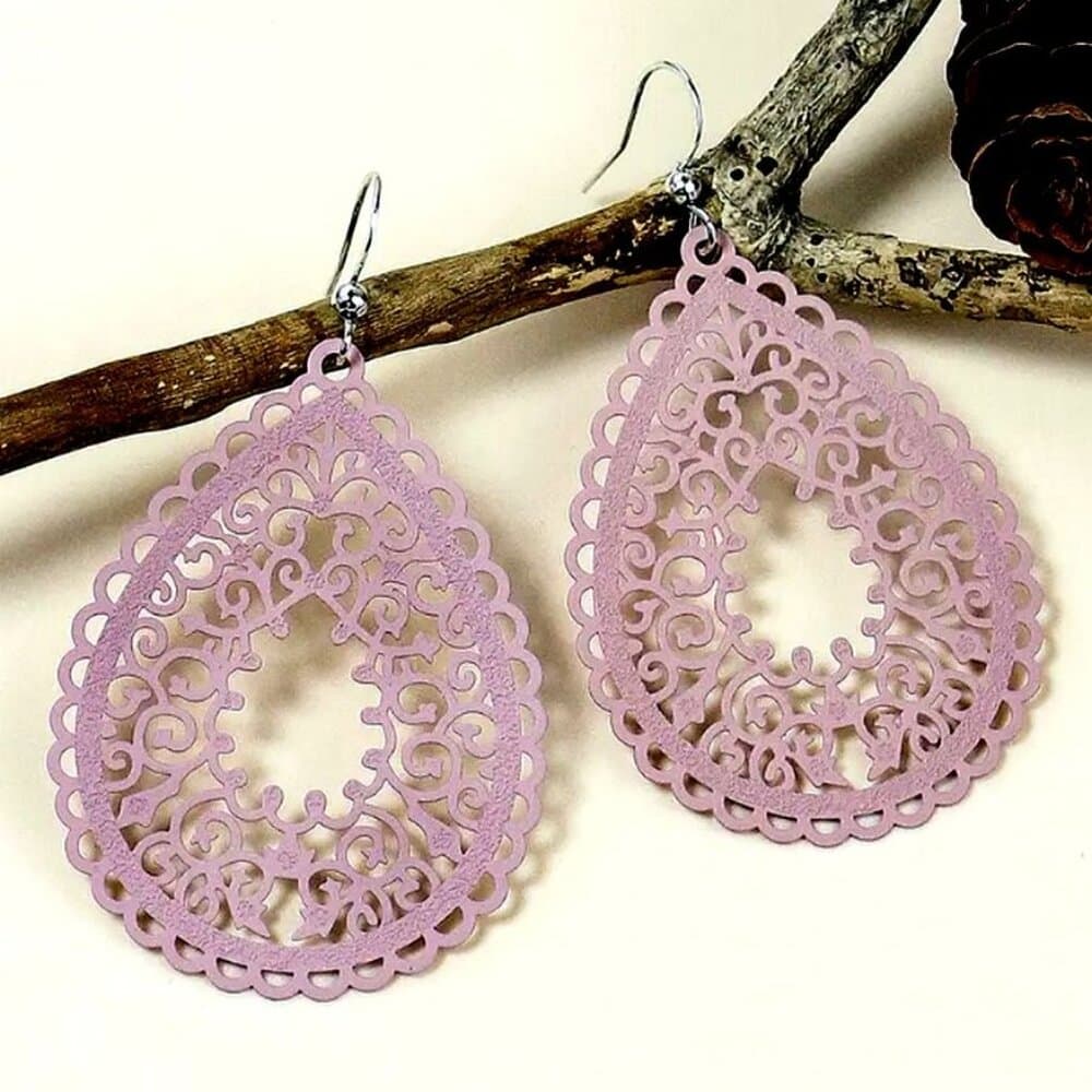 Ophelia Filigree Teardrop Water Drop Dangle Earrings Dusty Pink Gift Packaged - Thumbnail 8