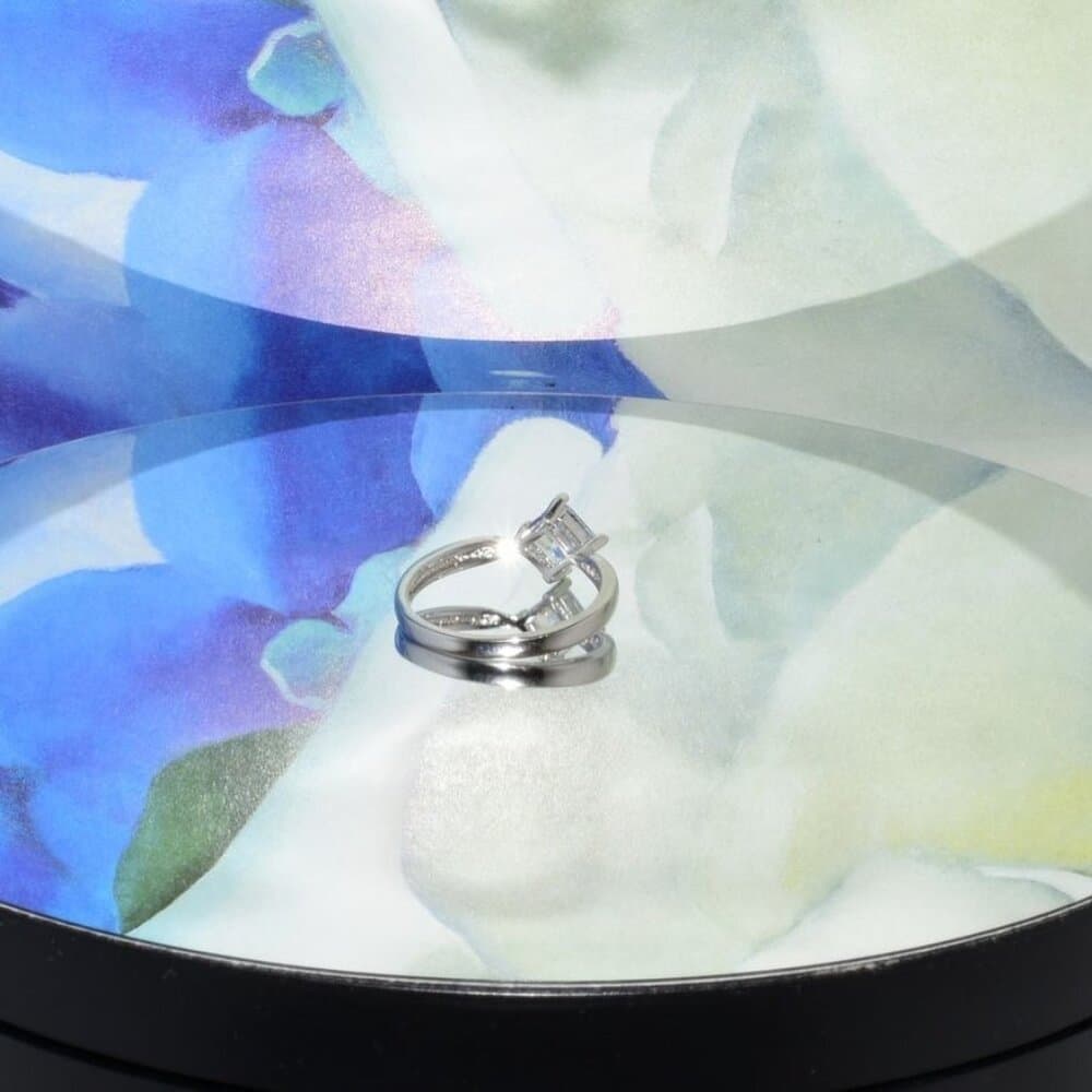 Reina Princess Cut Rhombus Solitaire 925 Sterling Silver Ring Size 8 Gift Boxed - Thumbnail 5