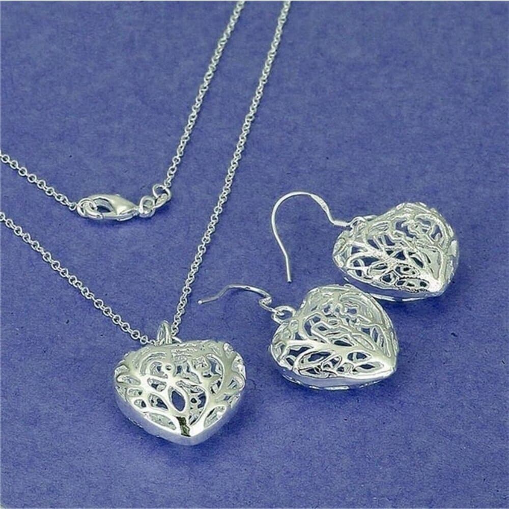 Paulina Filigree Full Heart Sterling Silver Pendant Necklace Gift Boxed - Thumbnail 3