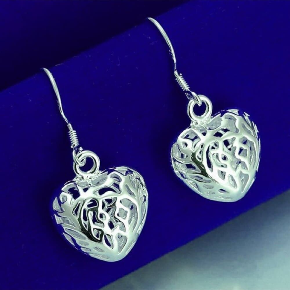 Paulina Filigree Small Heart Dangle 925 Sterling Silver Earrings Gift Boxed - Thumbnail 8