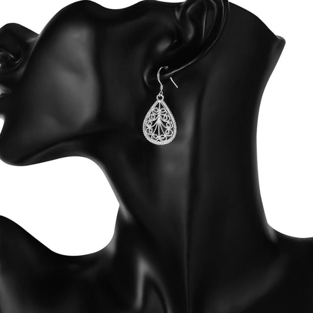 Mikaela Lane Filigree Scrolls 925 Sterling Silver Teardrop Earrings Gift Boxed - Thumbnail 4