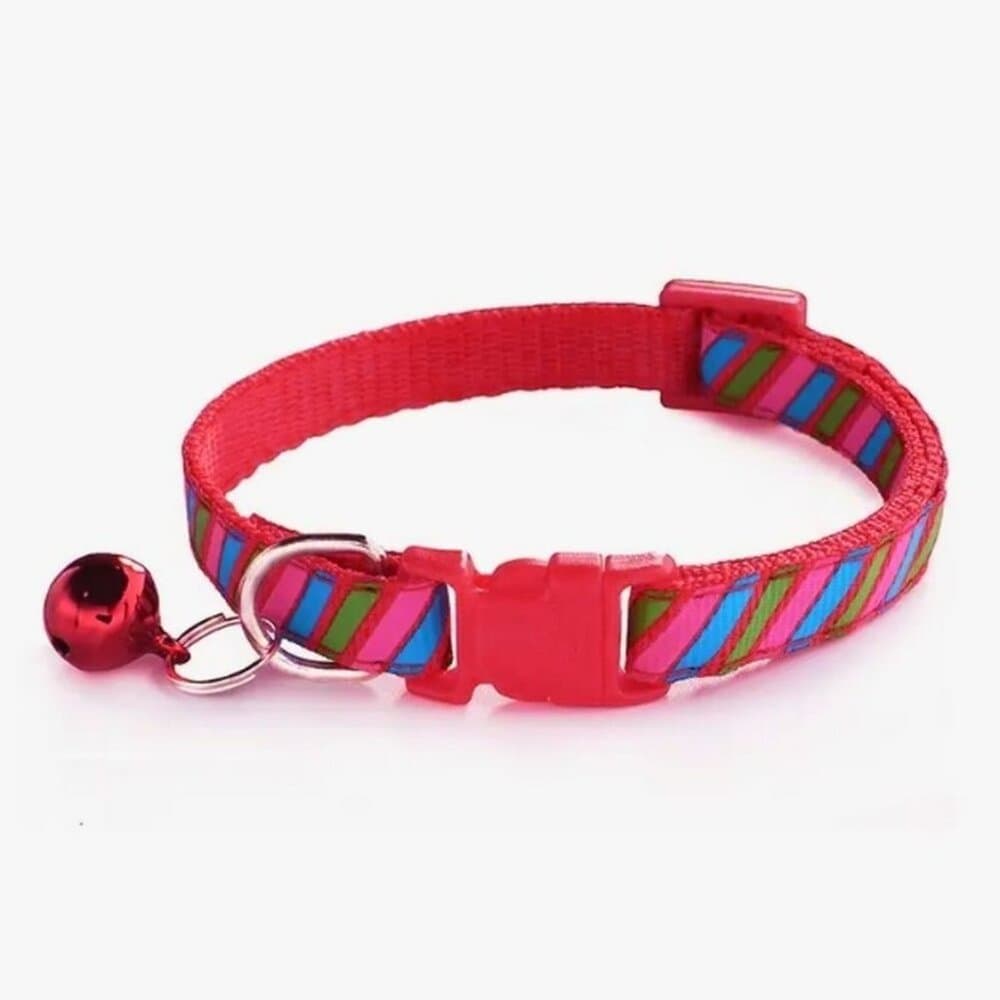 Marlee Candy Stripe Red Pink Blue Green Bell Cat Collar with Toys Gift Packaged - Thumbnail 4