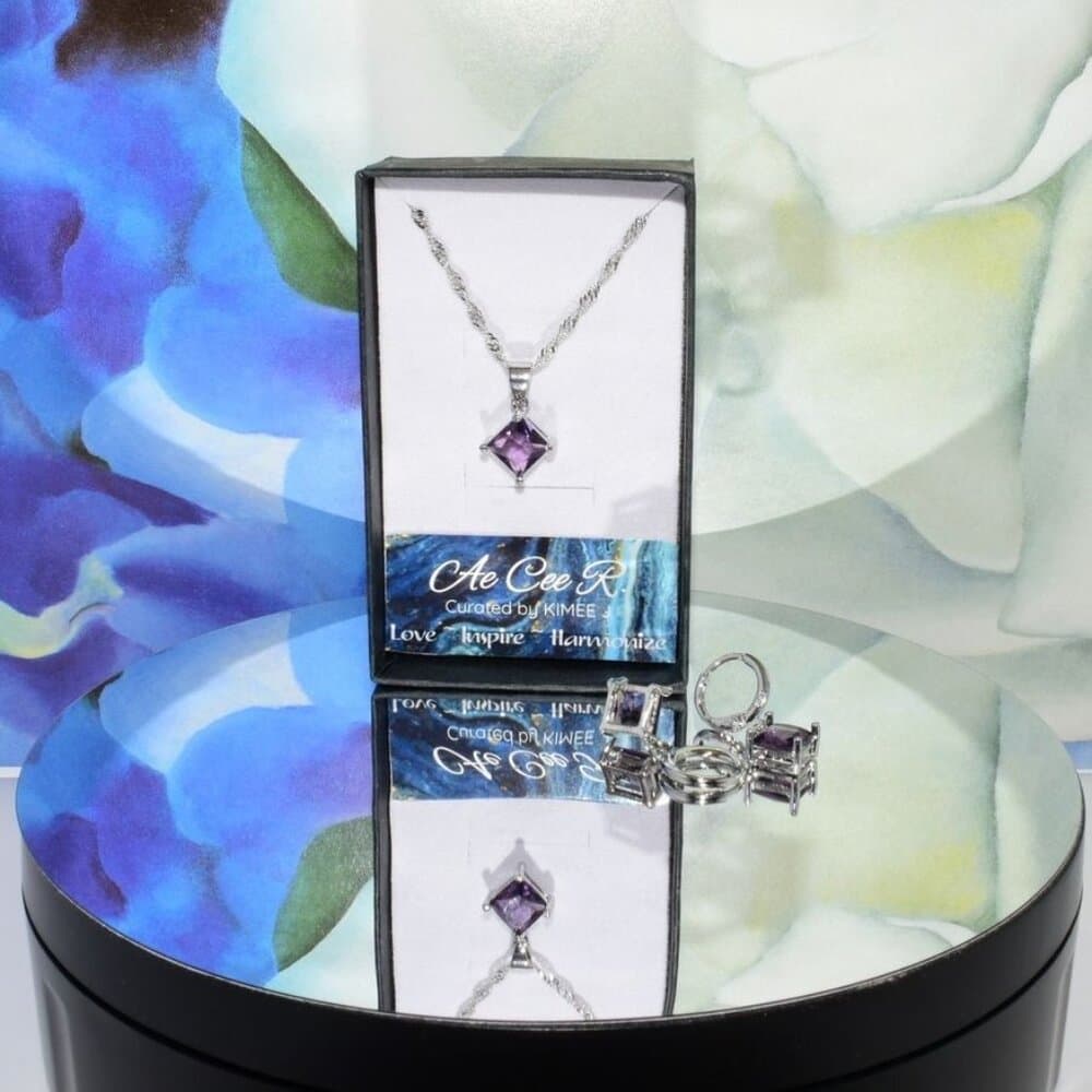 Mia Sincerity Simulated Purple Amethyst 925 Sterling Silver Pendant Necklace Gif - Thumbnail 2