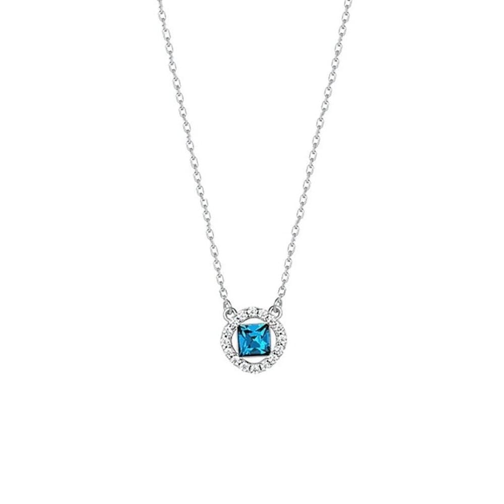 Melissa Ann Topaz Blue Cubic Zirconia Sterling Silver Necklace Gift Packaged - Thumbnail 2