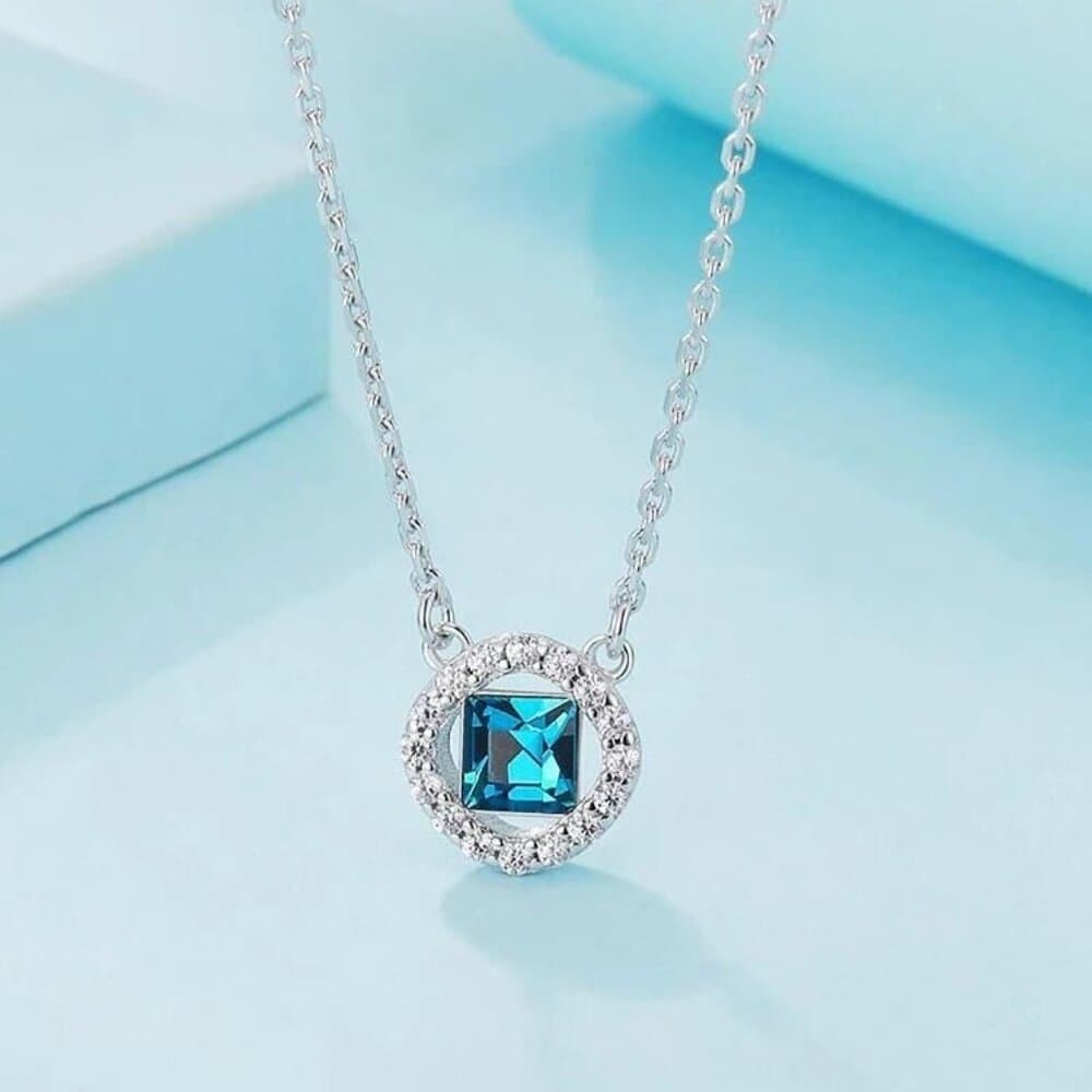 Melissa Ann Topaz Blue Cubic Zirconia Sterling Silver Necklace Gift Packaged - Thumbnail 8