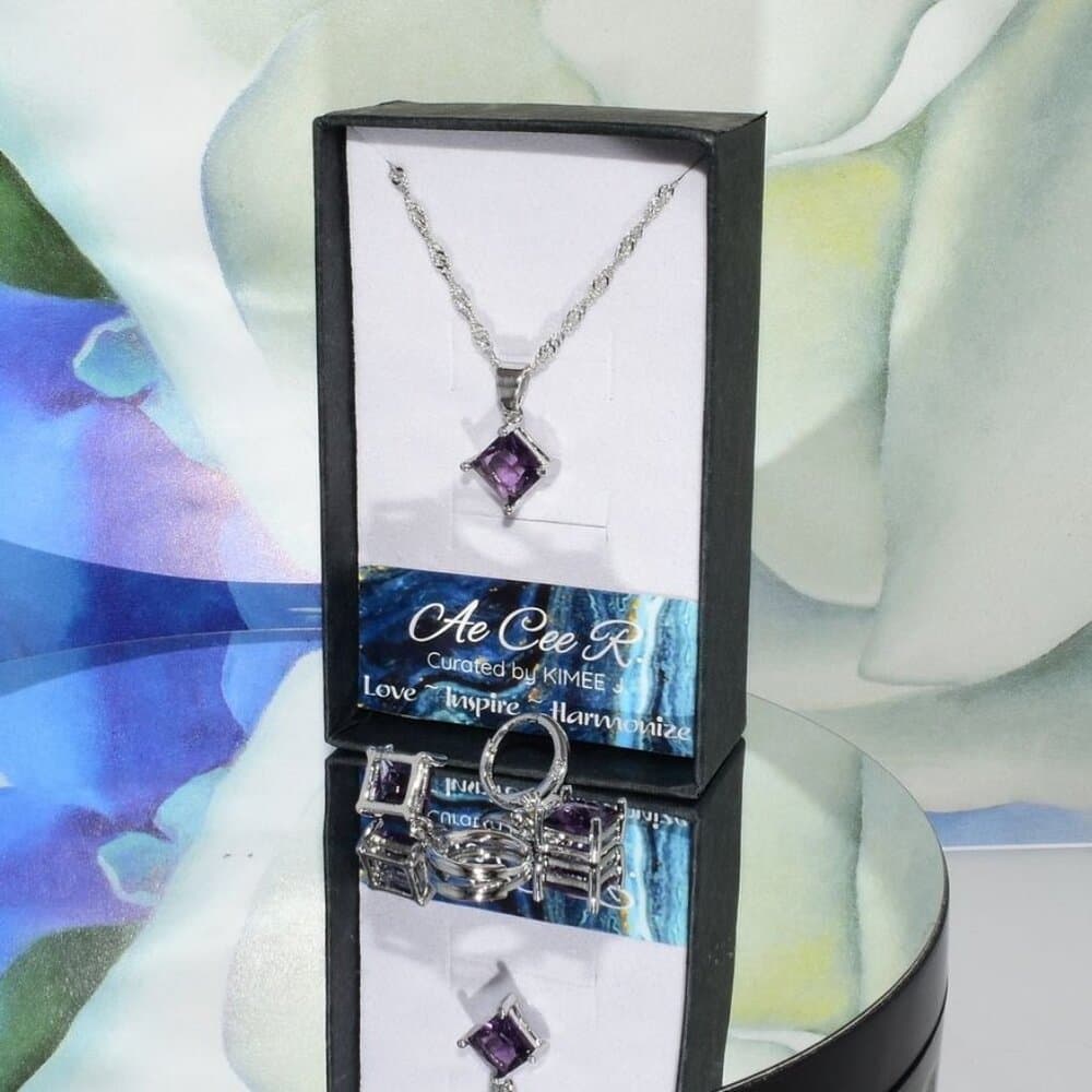 Mia Sincerity Simulated Purple Amethyst 925 Sterling Silver Pendant Necklace Gif - Thumbnail 4