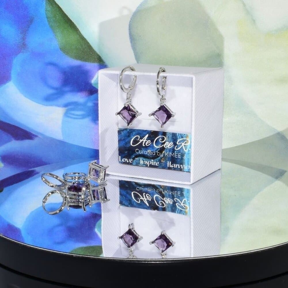 Mia Sincerity Simulated Purple Amethyst 925 Sterling Silver Earrings Gift Boxed - Thumbnail 3