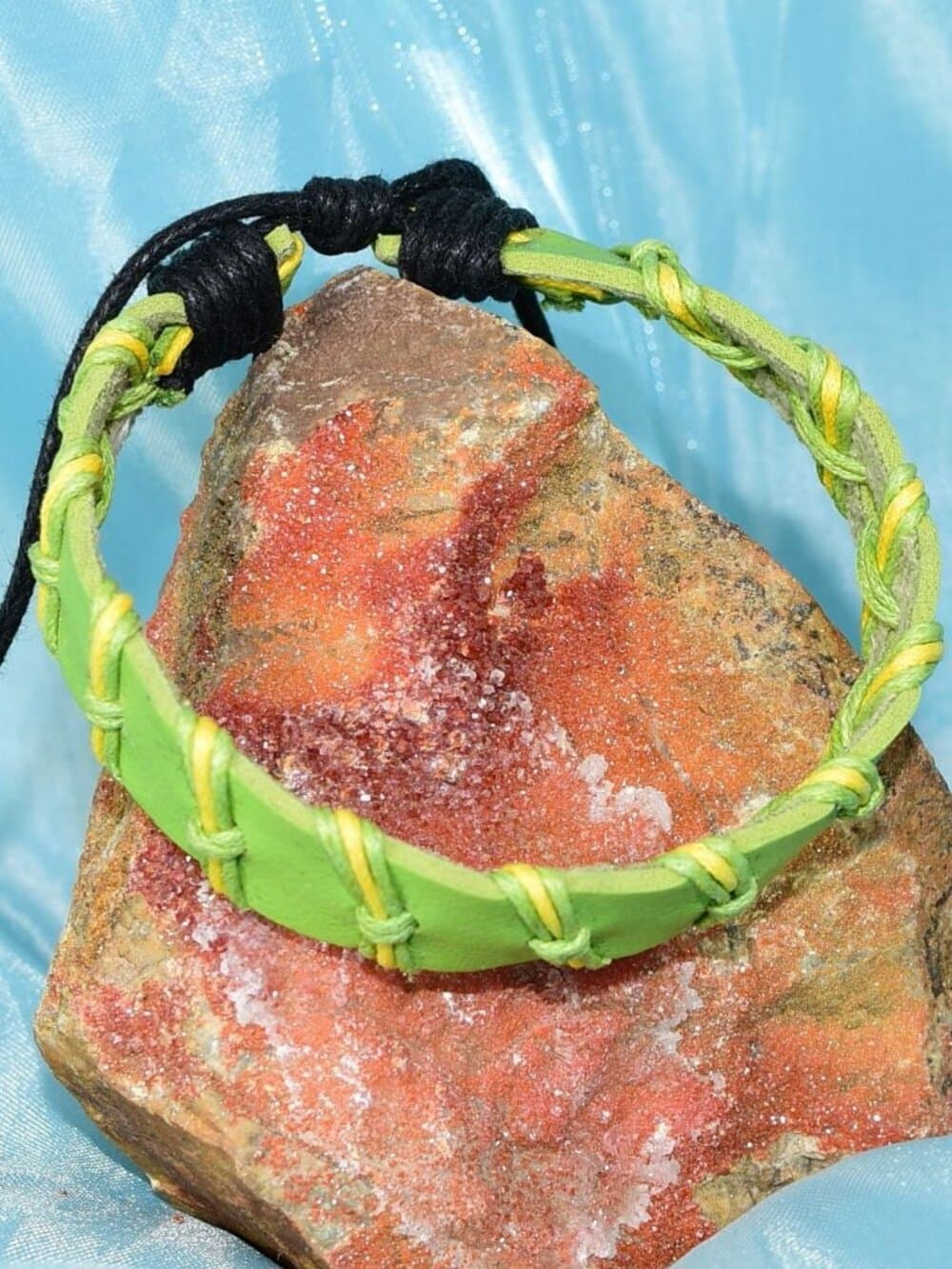 Malik Punch Weave Hemp Leather Bracelet Sweet Green Womens Gift Packaged - Thumbnail 4