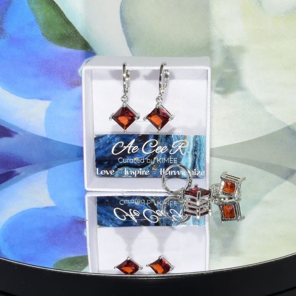 Mia Sincerity Simulated Red Garnet 925 Sterling Silver Earrings Gift Boxed - Thumbnail 8