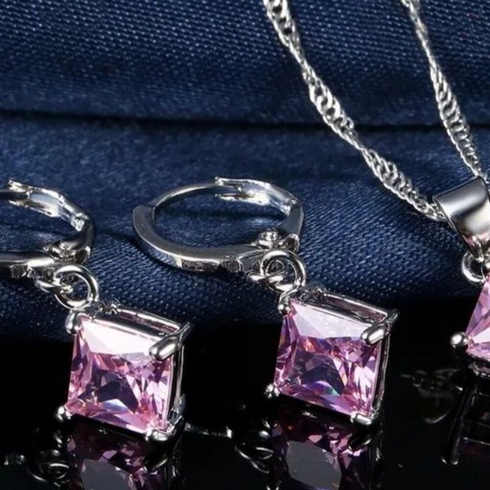 Mia Sincerity Simulated Pink Tourmaline 925 Sterling Silver Earrings Gift Boxed - Thumbnail 2