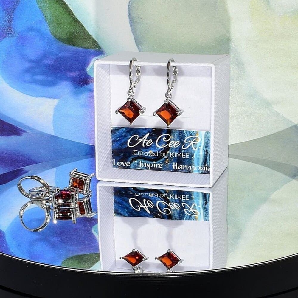 Mia Sincerity Simulated Red Garnet 925 Sterling Silver Earrings Gift Boxed - Thumbnail 3