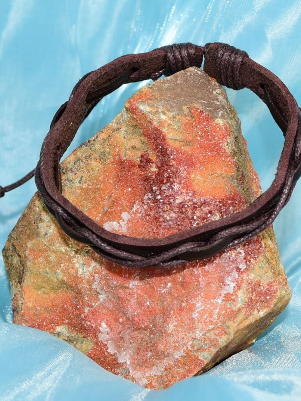Malik Punch Weave Hemp Leather Bracelet Dark Brown Womens Gift Packaged - Thumbnail 2