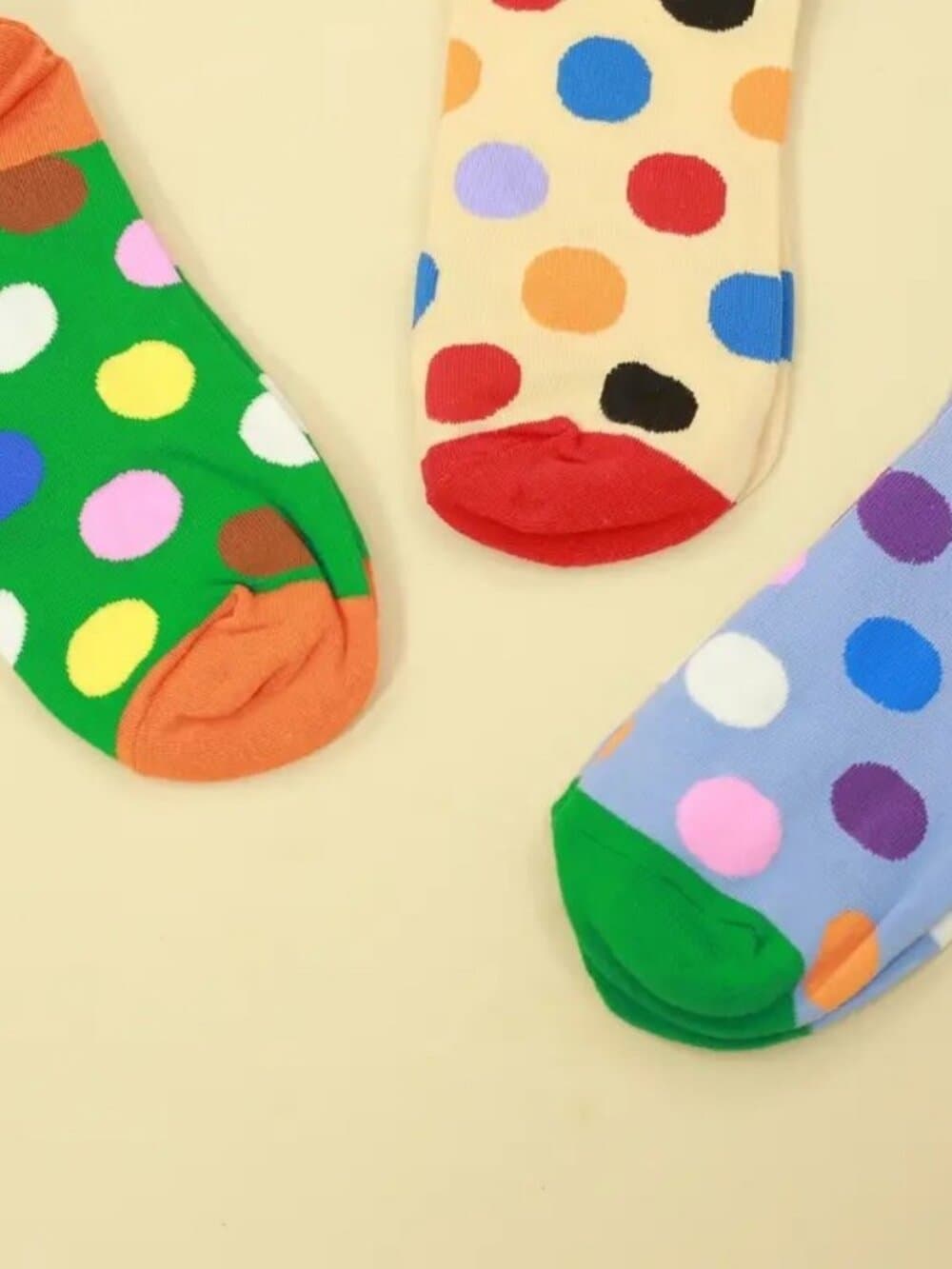 Miley Splash Womens Polka Dot Socks Colorful Dots on Blue Green Heel and Toe - Thumbnail 4