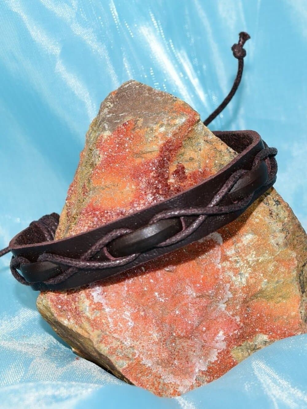 Malik Punch Weave Hemp Leather Bracelet Dark Brown Womens Gift Packaged - Thumbnail 5