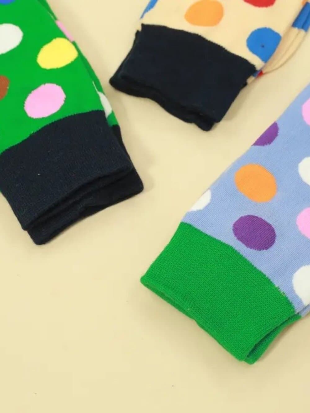 Miley Splash Womens Polka Dot Socks Colorful Dots on Blue Green Heel and Toe - Thumbnail 3