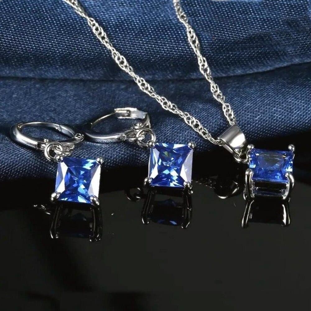 Mia Sincerity Simulated Blue Sapphire 925 Sterling Silver Earrings Gift Boxed - Thumbnail 2