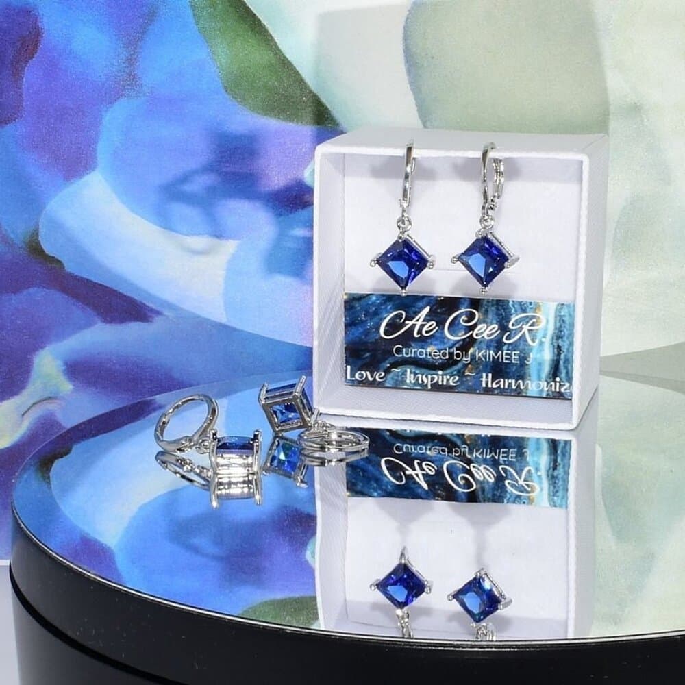 Mia Sincerity Simulated Blue Sapphire 925 Sterling Silver Earrings Gift Boxed - Thumbnail 3