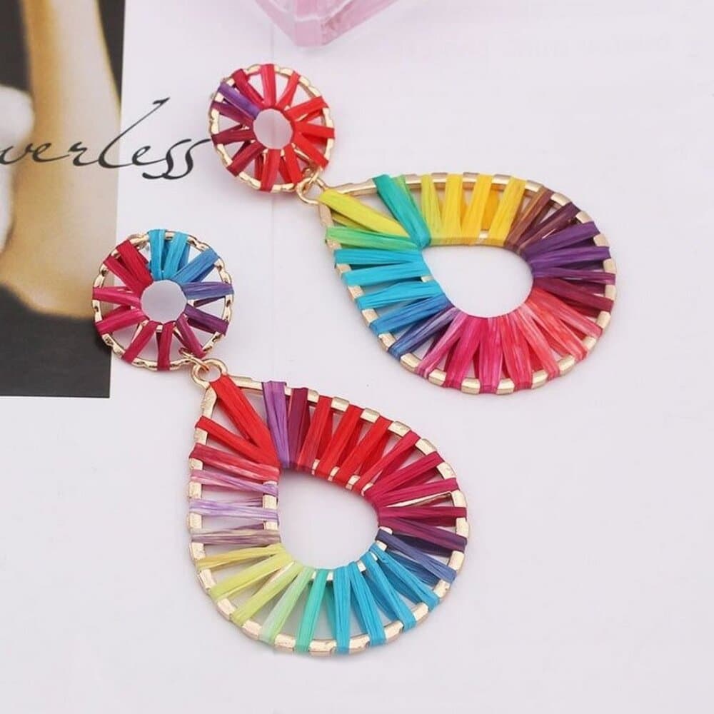 Lyanna Colorful Bohemian Cotton Weaved Earrings Teardrop Shaped Gift Packaged - Thumbnail 8