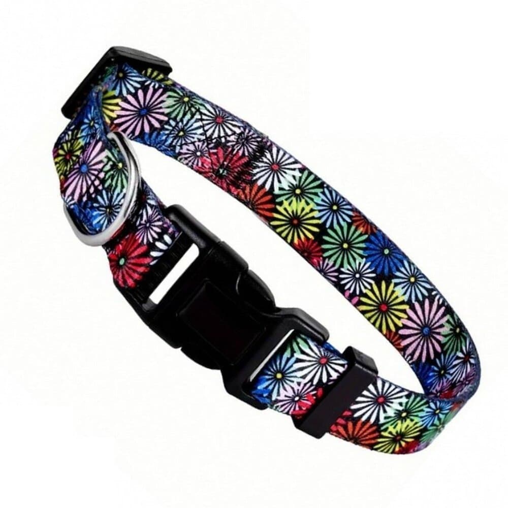 Maisette Multicolor Flowers Breakaway D Ring Dog Collar Size Large Gift Packaged - Thumbnail 9