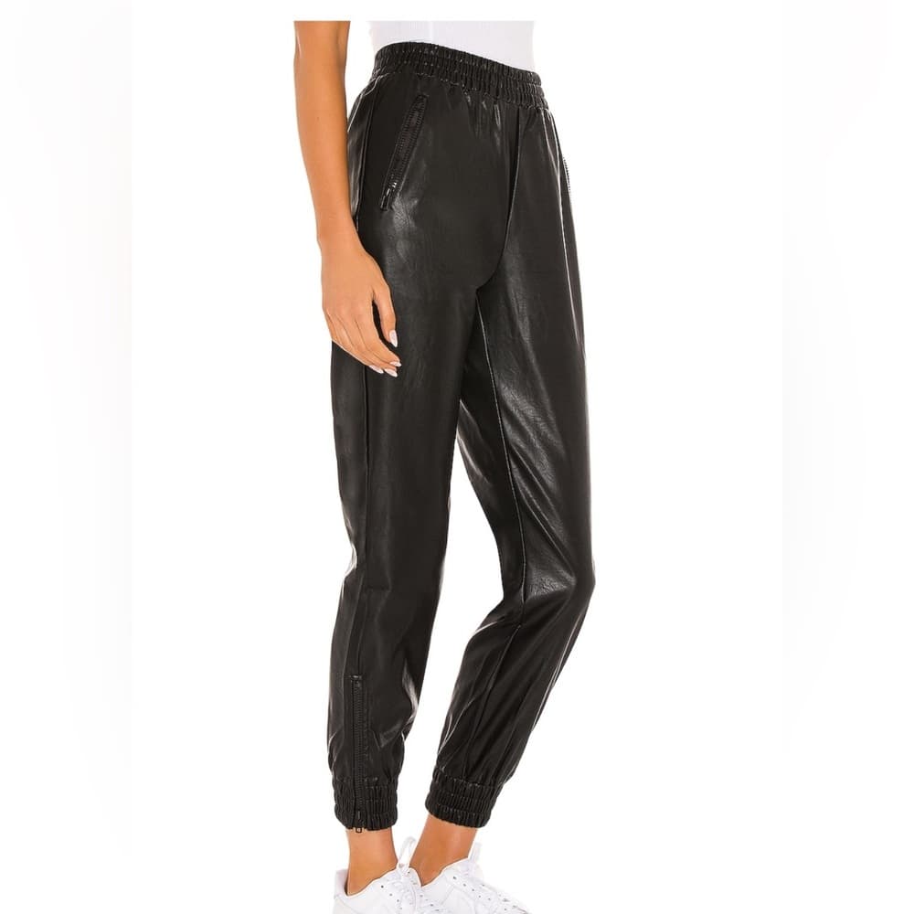 Superdown Faux Leather Jogger Pant in Black - Thumbnail 3