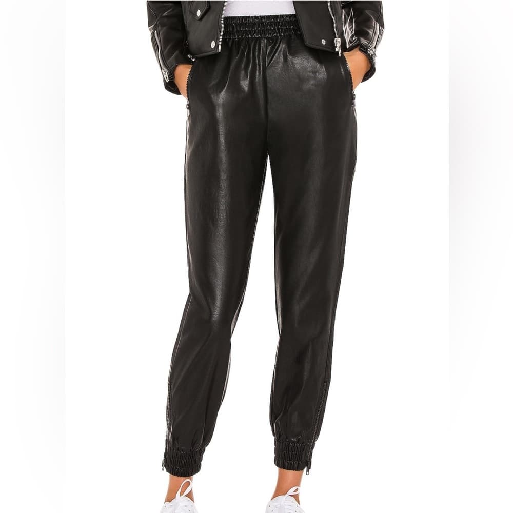 Superdown Faux Leather Jogger Pant in Black - Thumbnail 2