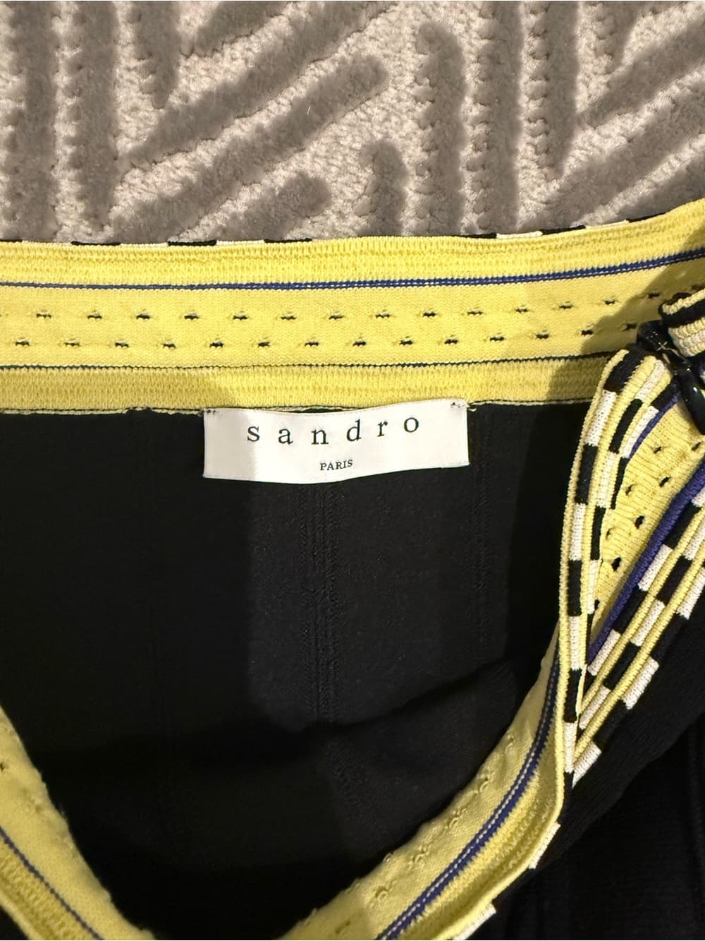 Sandro Black Mini Skirt with Yellow Trim - Thumbnail 5