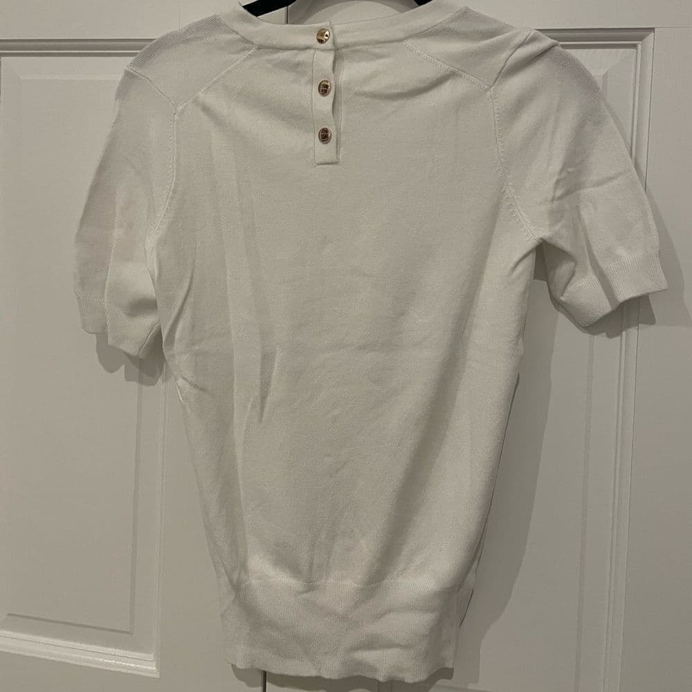 Zara White Short Sleeve Sweater - Thumbnail 3