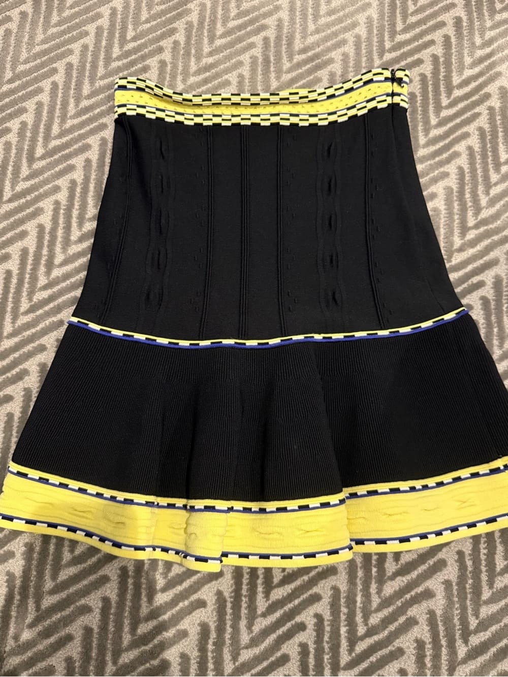 Sandro Black Mini Skirt with Yellow Trim - Thumbnail 4
