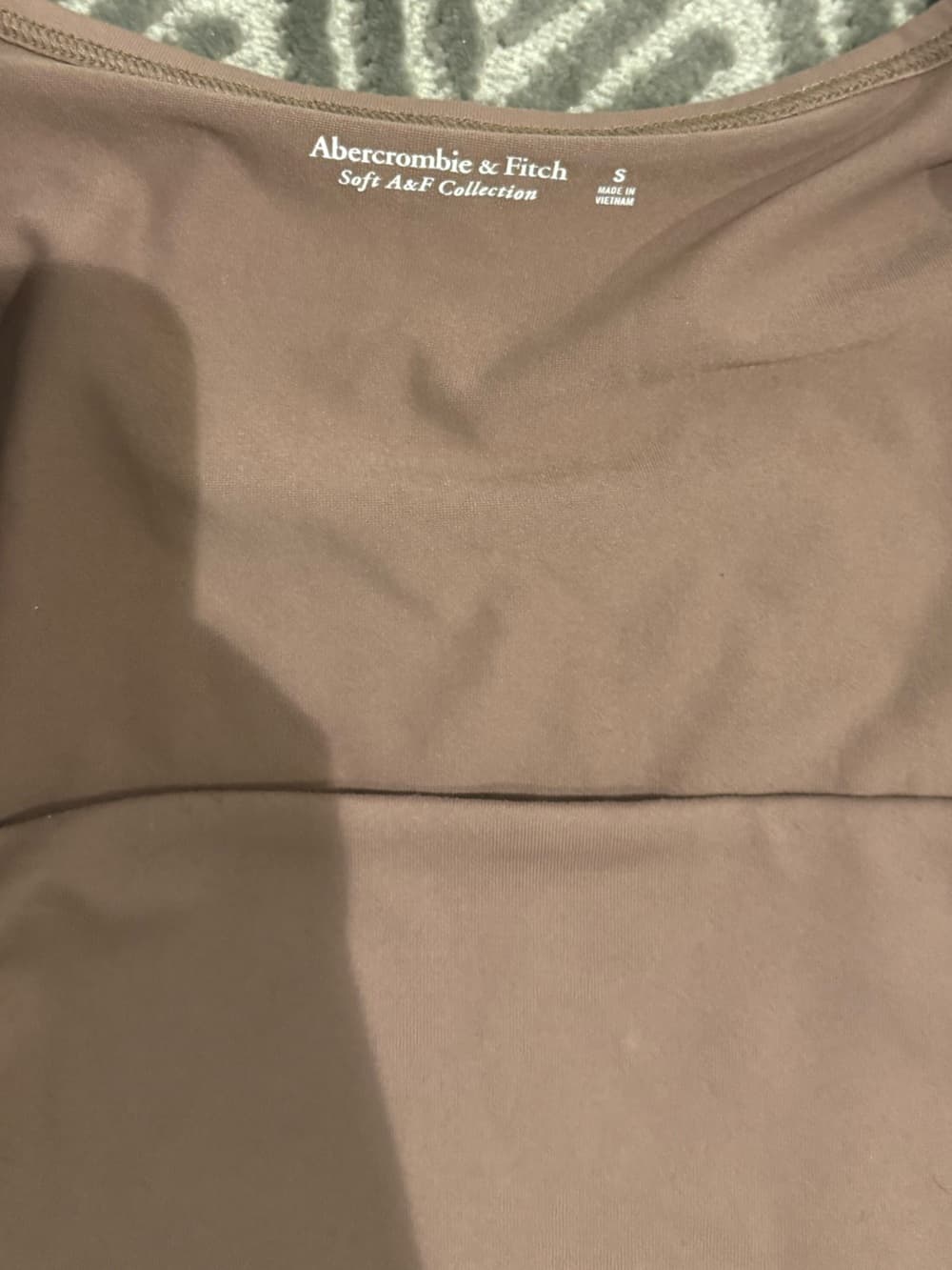 Abercrombie & Fitch Taupe Square-Neck Long Sleeve Bodysuit - Thumbnail 3