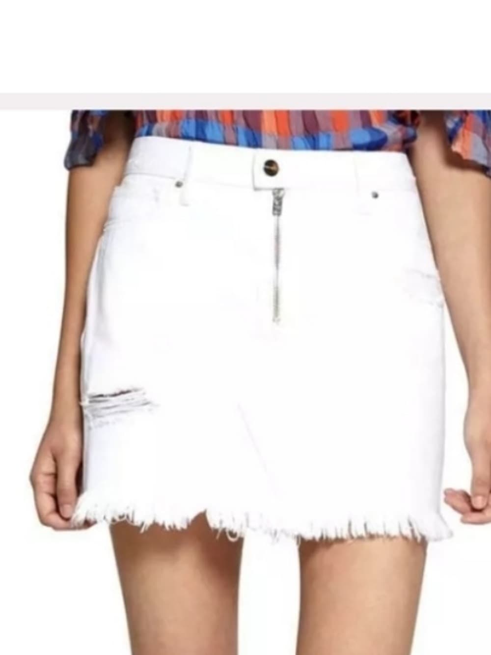 Sanctuary White Distressed Denim Mini Skirt - Thumbnail 2
