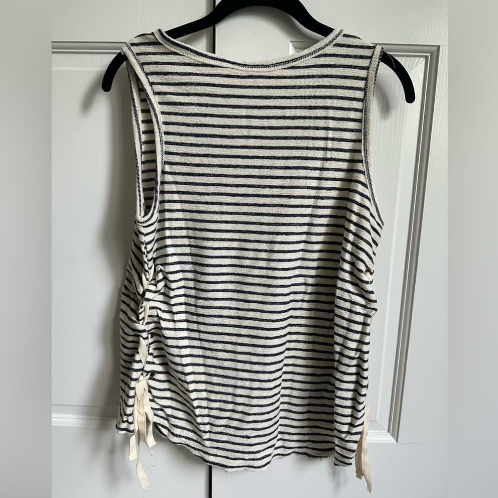 Vintage Havana Striped Tank Top with Side Tie Detail - Thumbnail 4