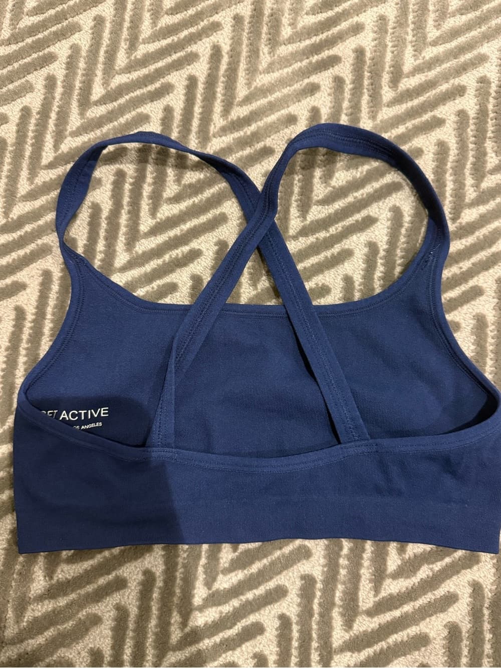 SET Active Navy Blue Seamless Crossback Sports Bra - Thumbnail 2
