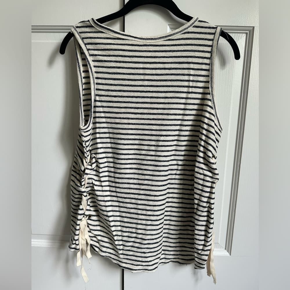 Vintage Havana Striped Tank Top with Side Tie Detail - Thumbnail 3