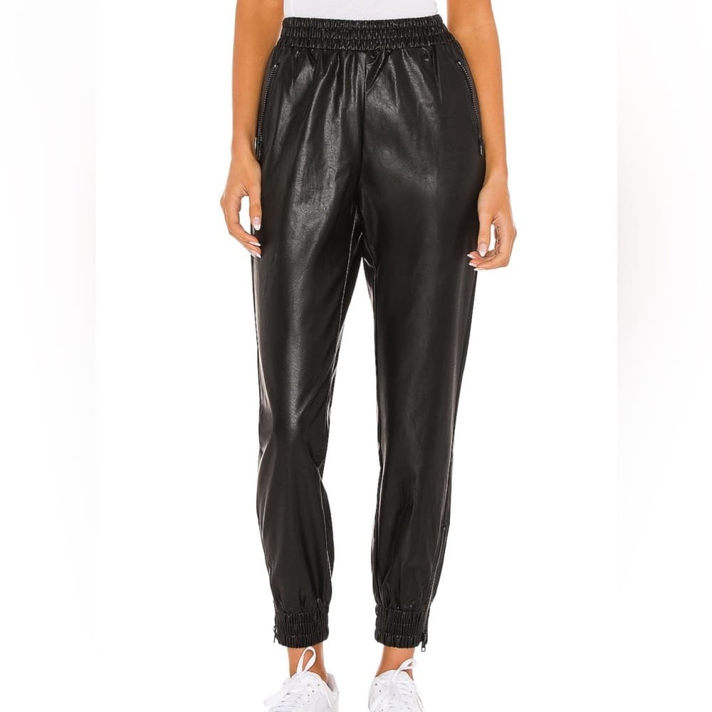 Superdown Faux Leather Jogger Pant in Black