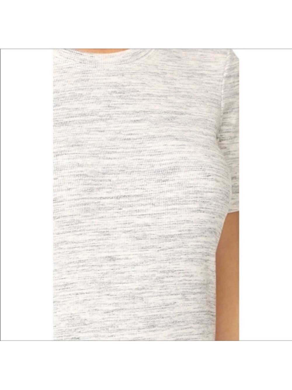 Theory Heathered Light Gray Short Sleeve Shift Dress - Thumbnail 5