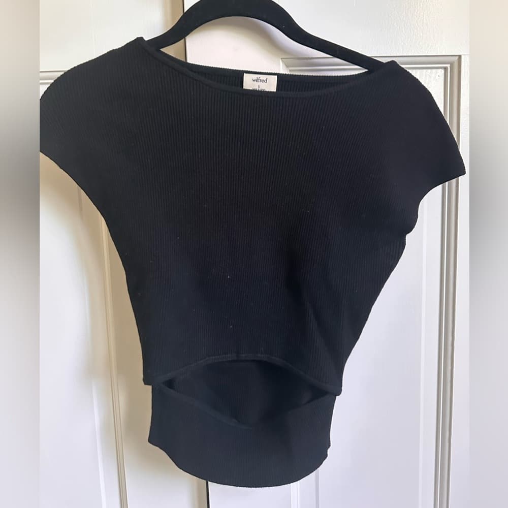 Aritzia Wilfred Cut-Out Knit Top in Black (Size S) - Thumbnail 5