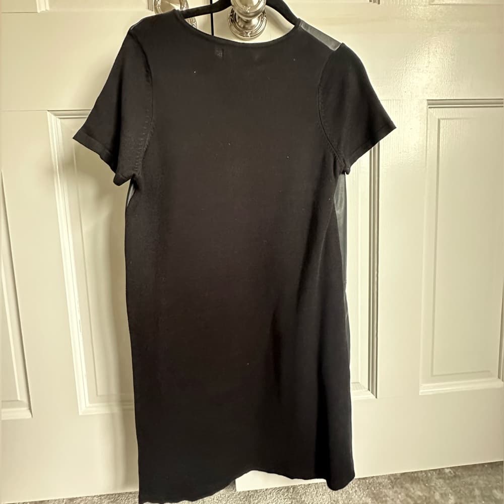 Zara Knit Black Faux Leather Dress - Size M - Thumbnail 4