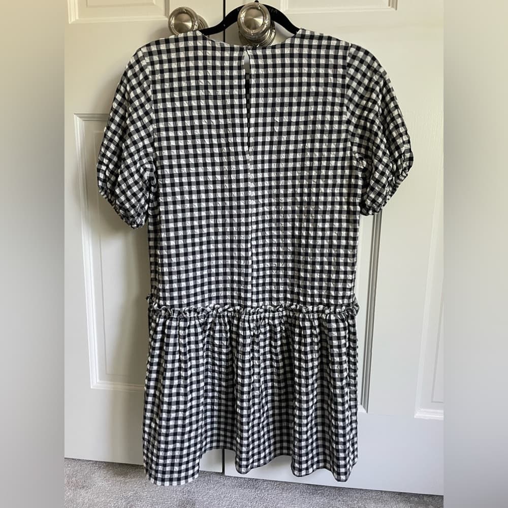 Zara | Black and White Gingham Tiered Mini Dress - Thumbnail 5