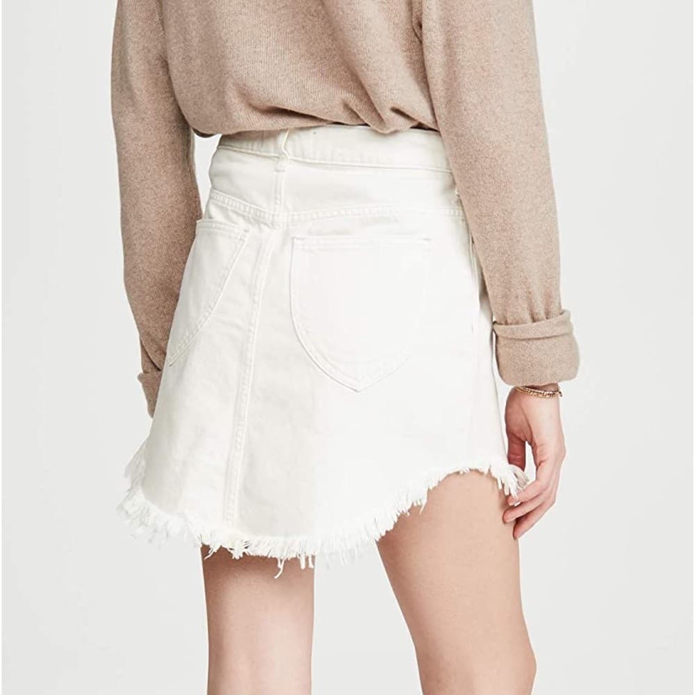 Free People Bailey Fray Hem White Denim Mini Skirt - Thumbnail 2