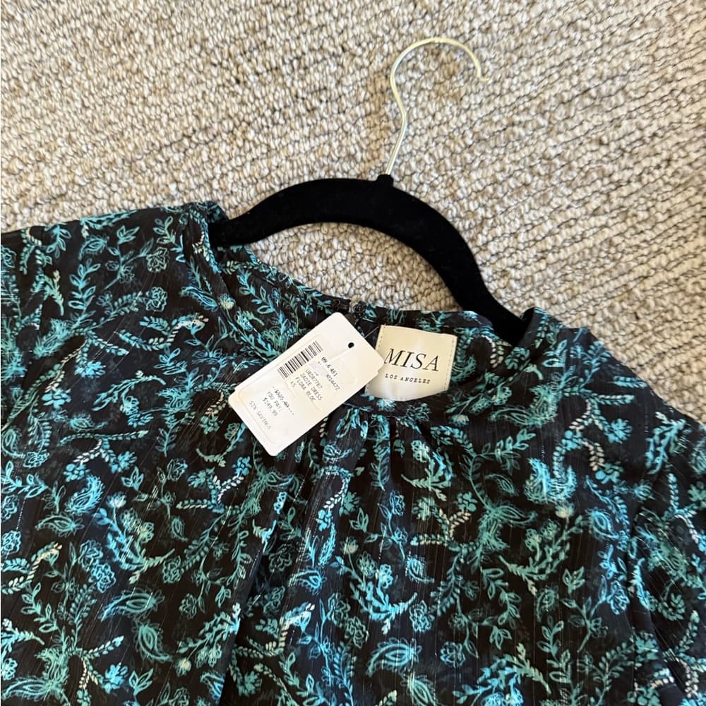Misa Los Angeles Blue and White Ruffled Mini Dress - Thumbnail 8