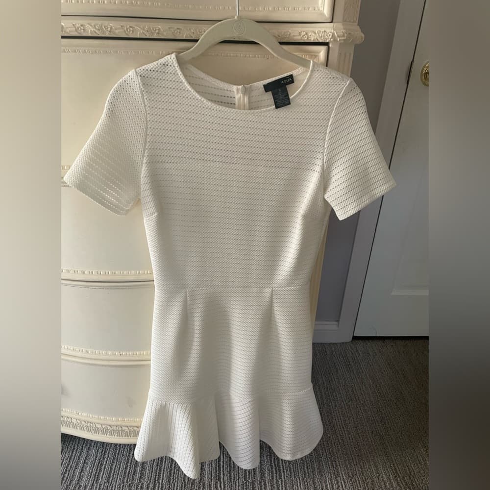 AQUA white short sleeve dress - Thumbnail 2
