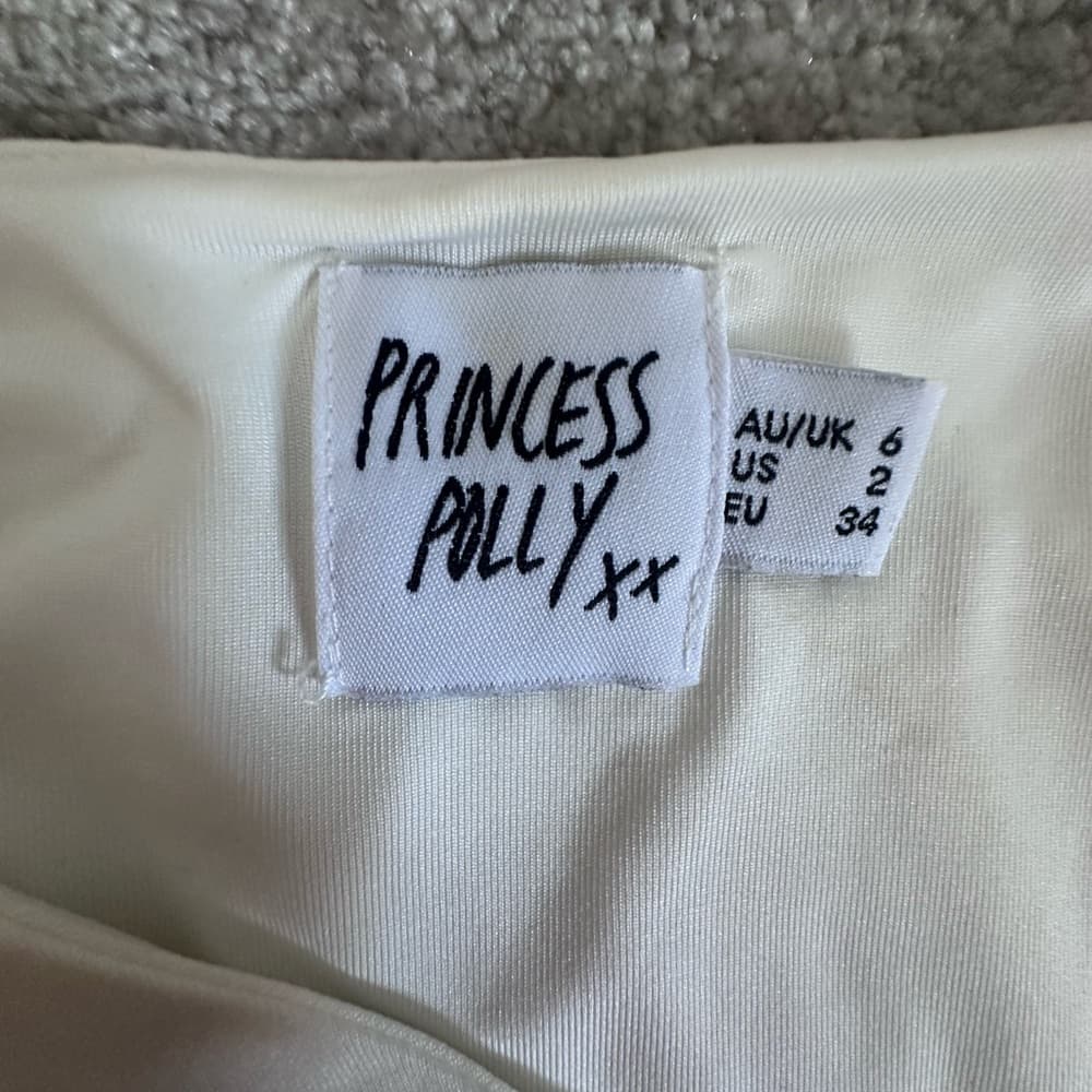 Princess Polly White Ruched Tie Front Dress - Thumbnail 3