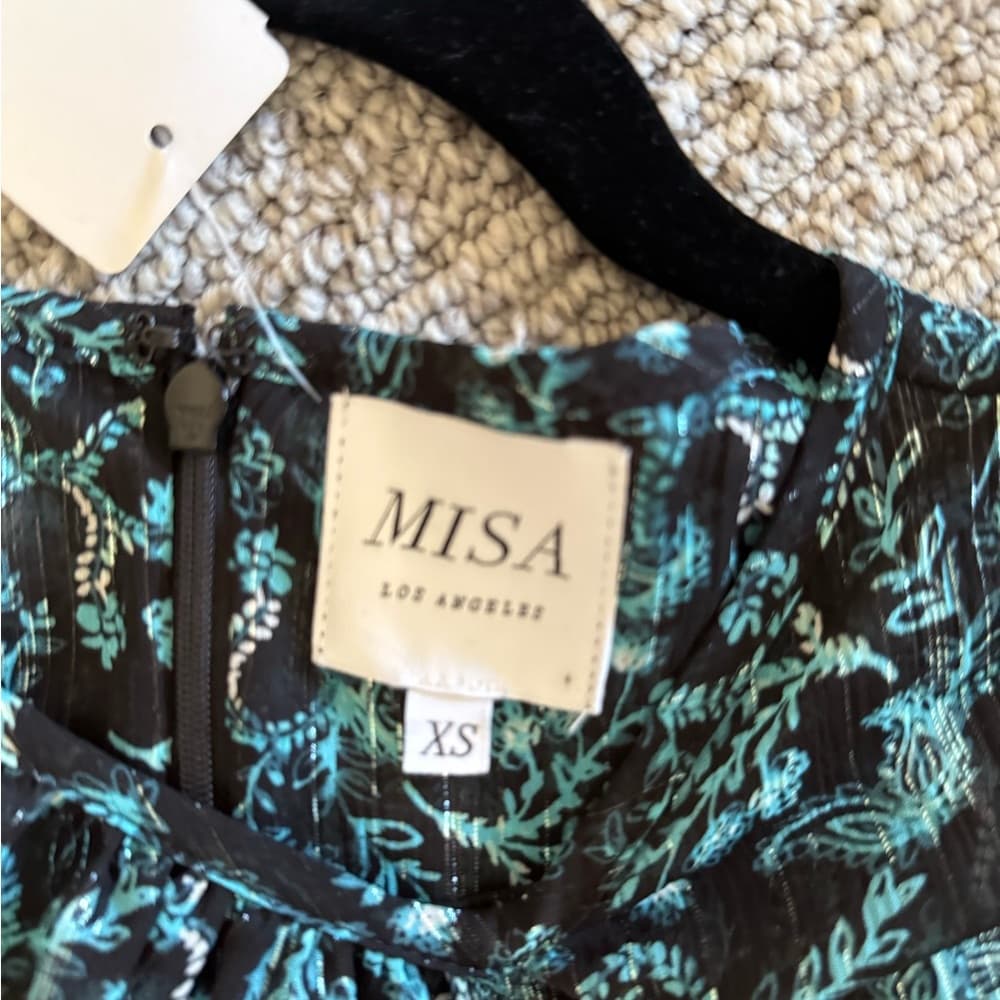 Misa Los Angeles Blue and White Ruffled Mini Dress - Thumbnail 9