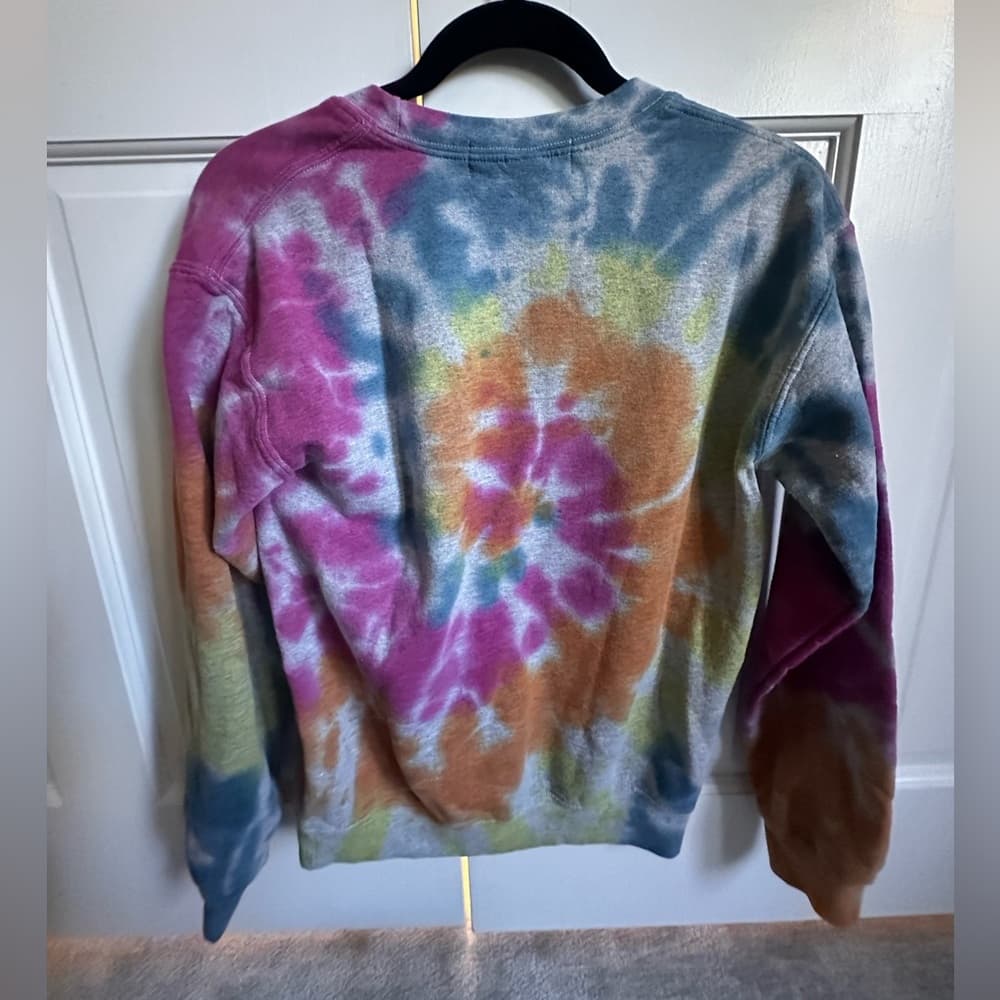 Mixology Tie Dye Notched Neck Crewneck Sweatshirt - Thumbnail 4