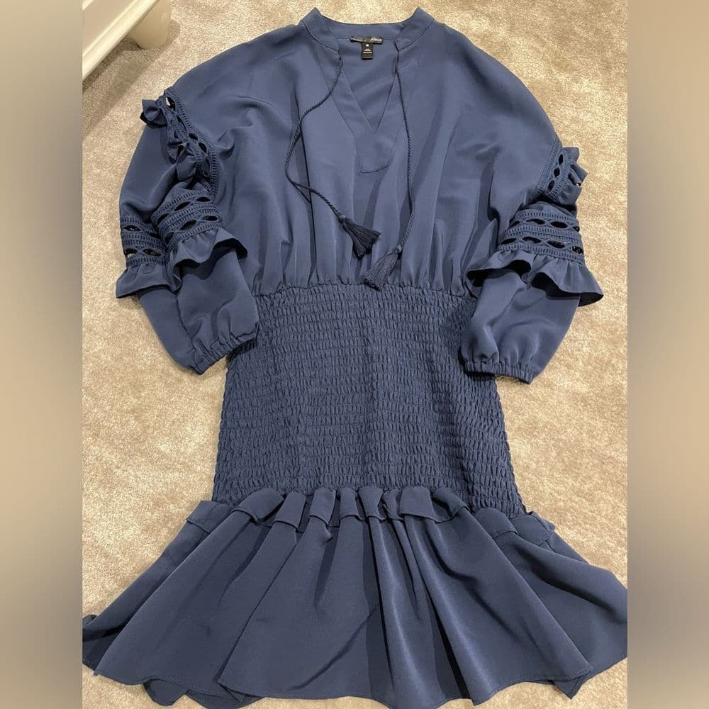 AQUA Smocked-Waist Flounced Dress - Thumbnail 2