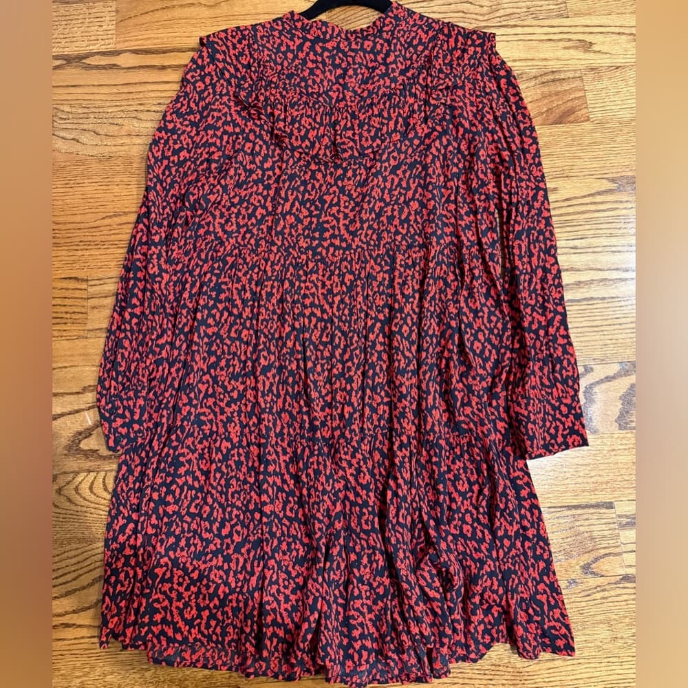 Zara Red and Black Long Sleeve Dress - Thumbnail 3